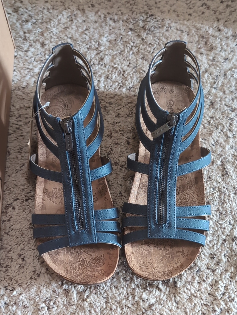 Bearpaw Blue Strappy Zip-Front Women's Sandals